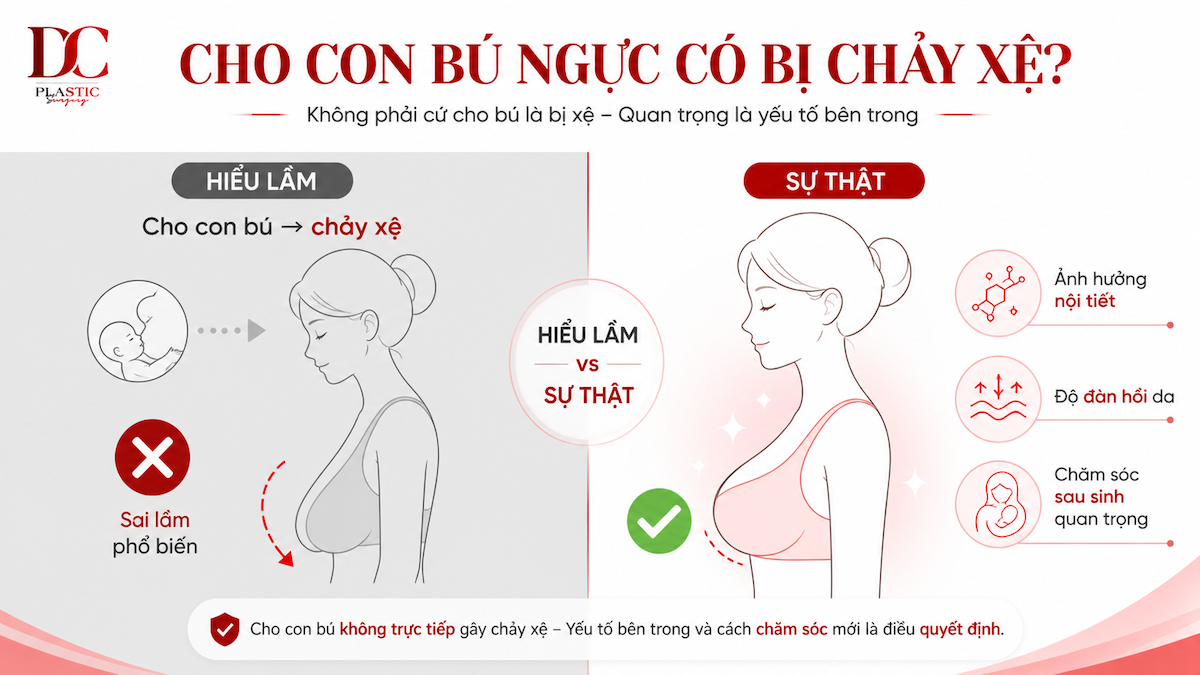 Cho con bú ngực có bị chảy xệ
