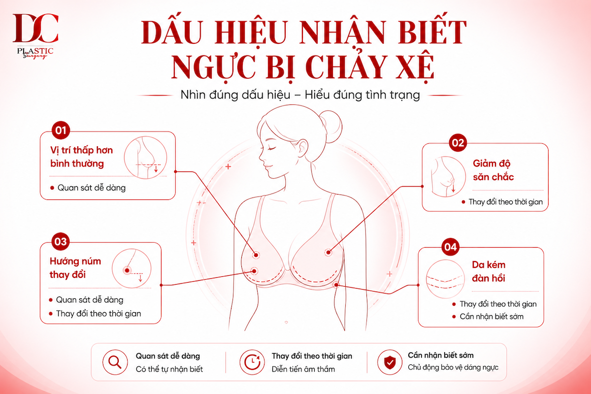 Dấu hiệu nhận biết ngực bị chảy xệ