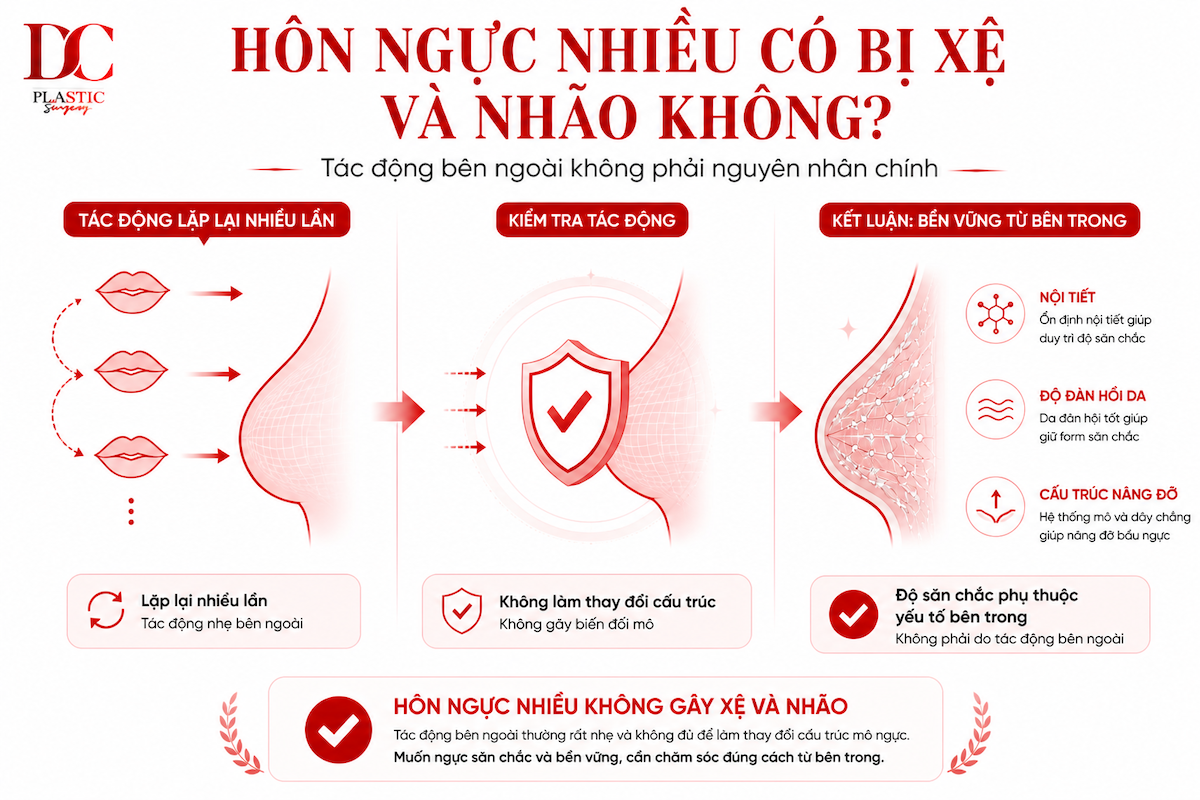 Hôn ngực nhiều thì ngực có bị xệ và nhão không