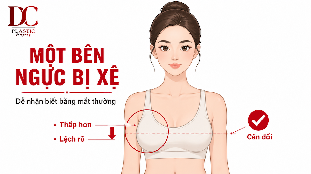 Một bên ngực bị xệ