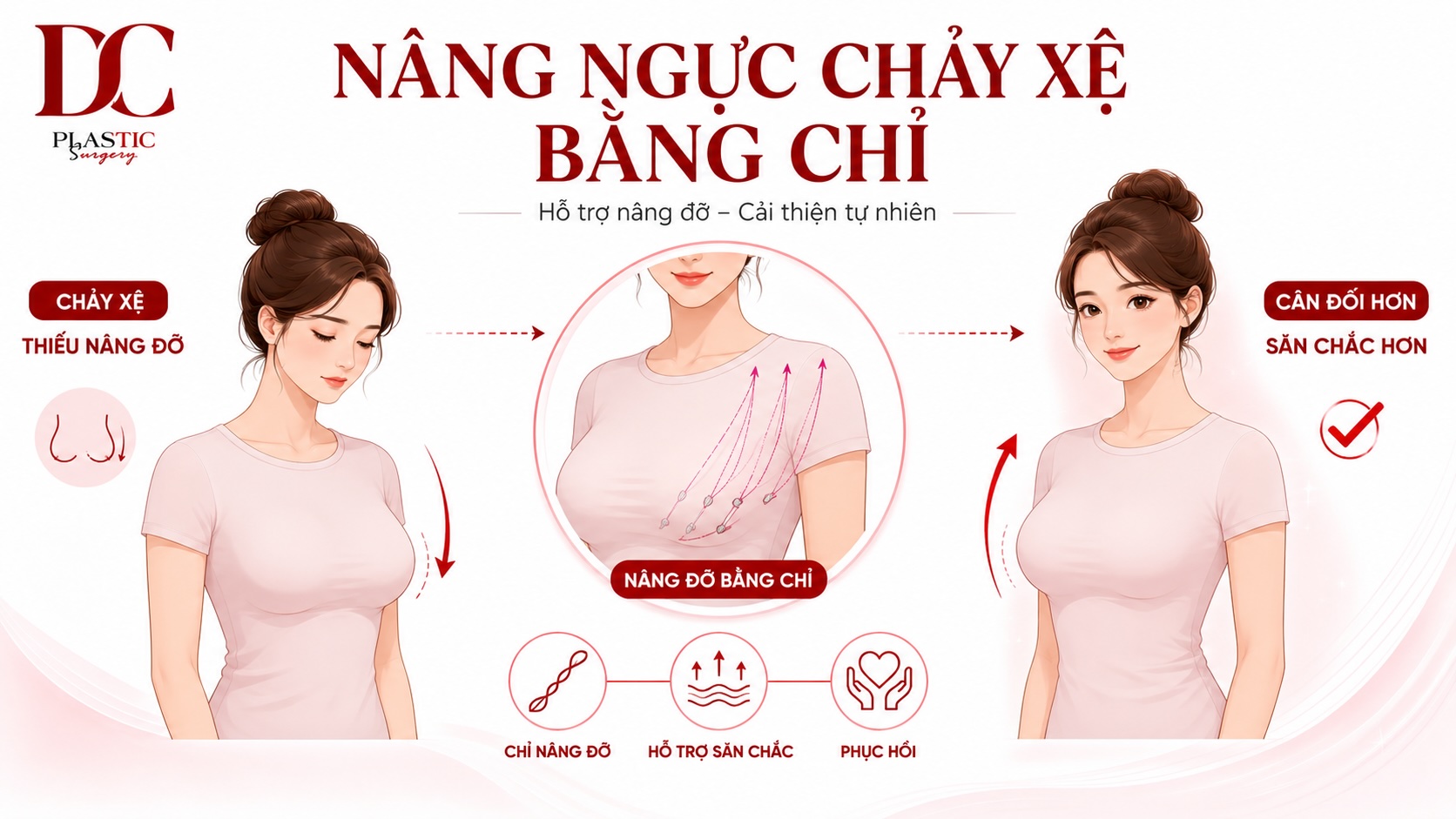 Nâng ngực chảy xệ bằng chỉ